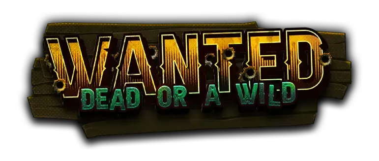 Wanted Dead or a Wild slot logo featuring wanted poster and outlaw silhouettes